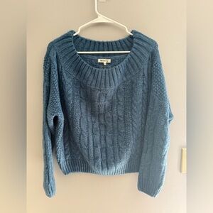 Miracle Cable Knit Chunky Wide Neck Long Sleeve Sweater Women’s SZ S/M Blue Fall